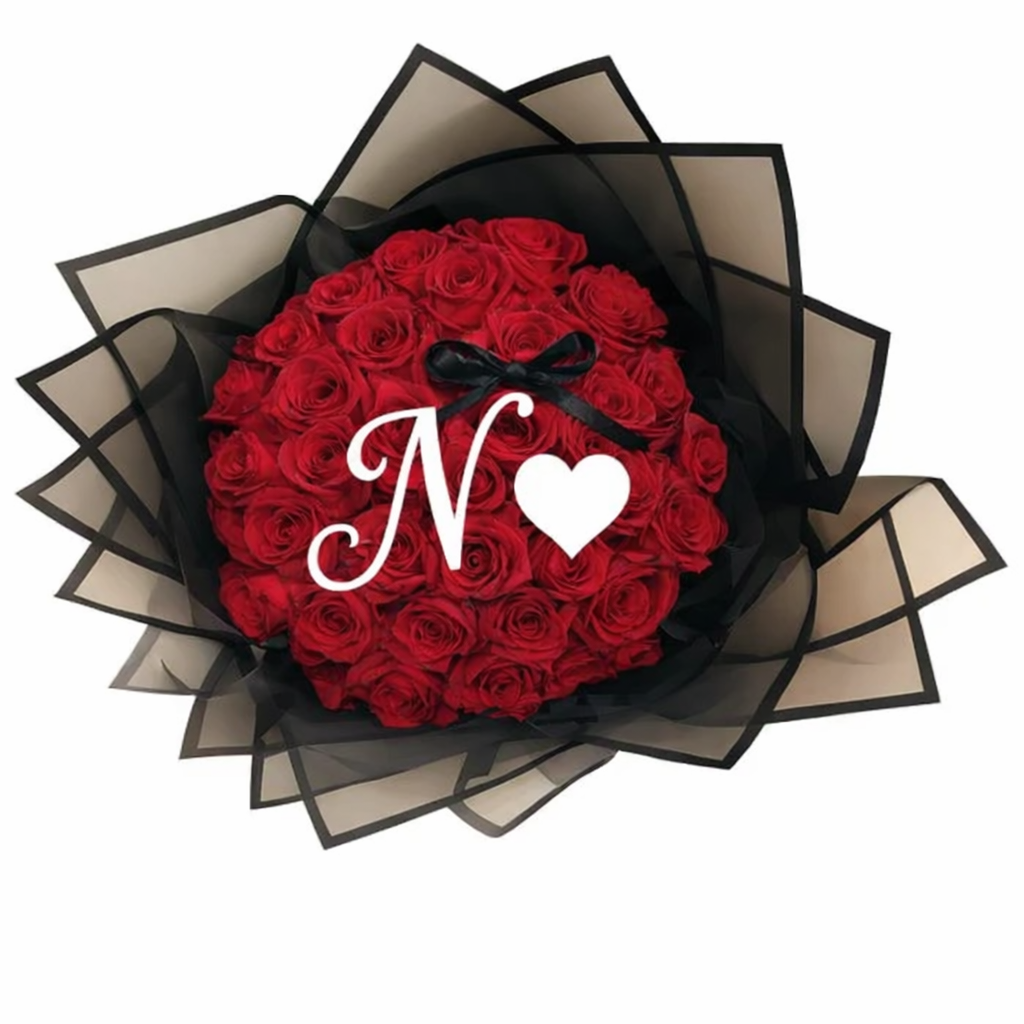 Custom Initial Red Rose Arrangement
